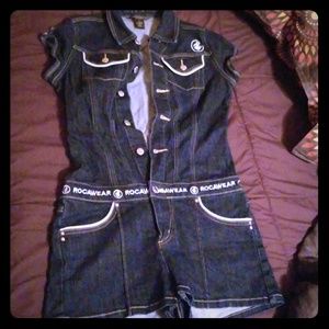 Rocawear denim shorts jumpsuit